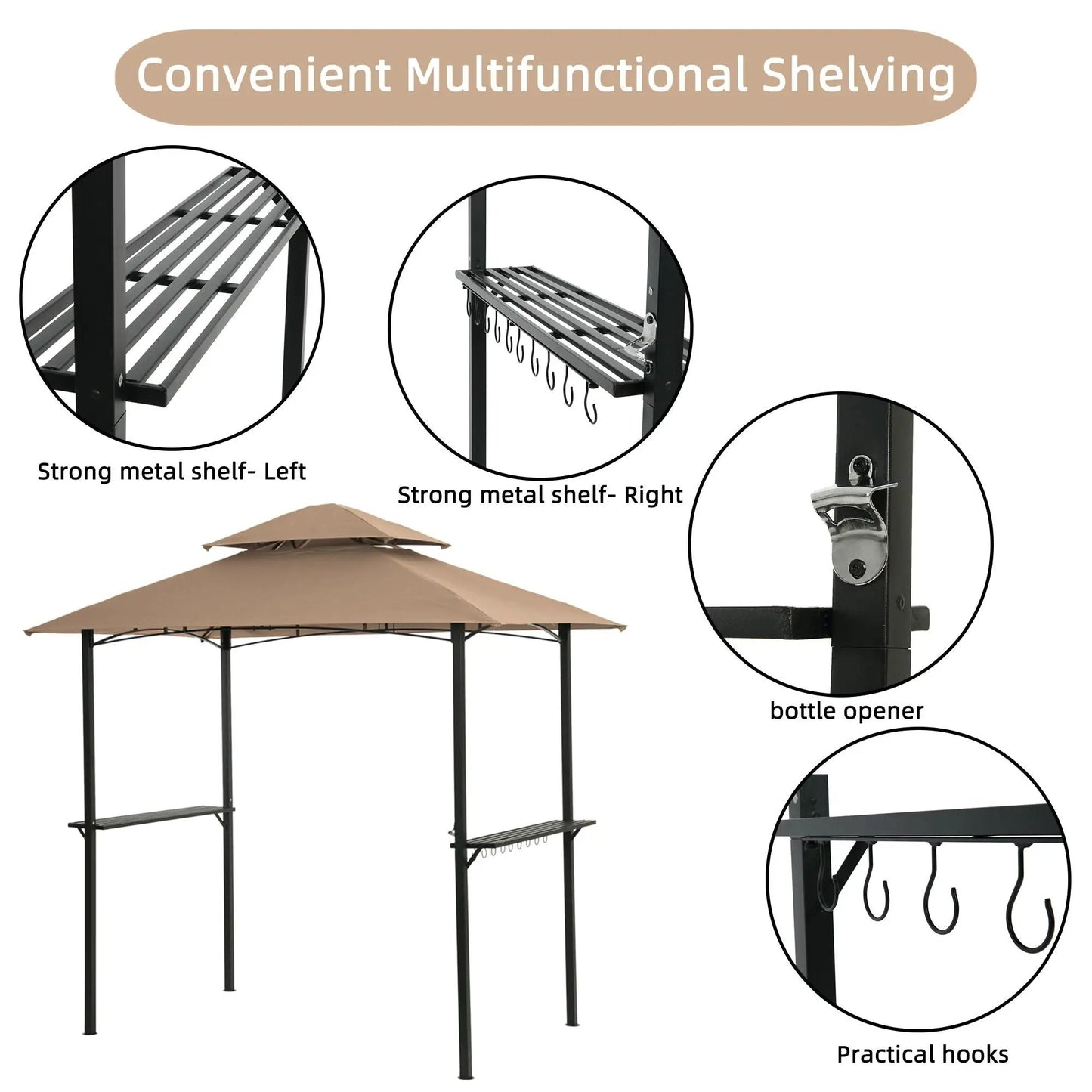 Outdoor Grill Gazebo and Double Tier Canopy
