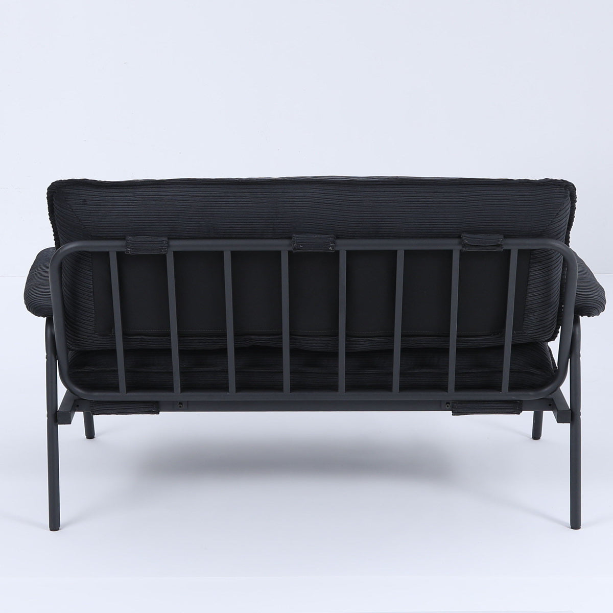 Modern metal-frame sofa with black sponge-filled cushions HouseOfZazla on Tampa Home & Garden Store