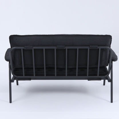 Modern metal-frame sofa with black sponge-filled cushions HouseOfZazla on Tampa Home & Garden Store