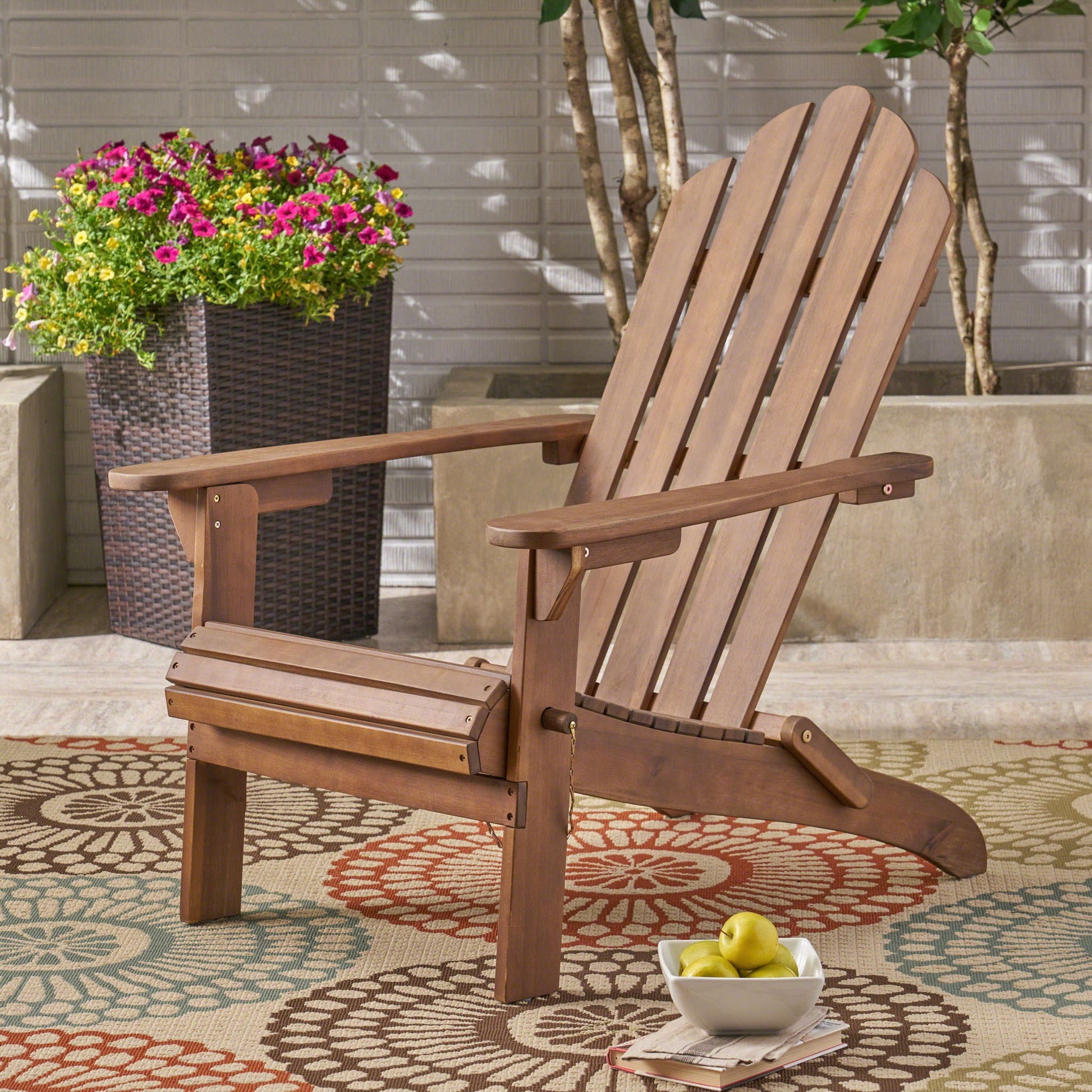Aurascape Outdoor Acacia Wood Foldable Adirondack Chair natural brown HouseOfZazla on Tampa Home & Garden Store
