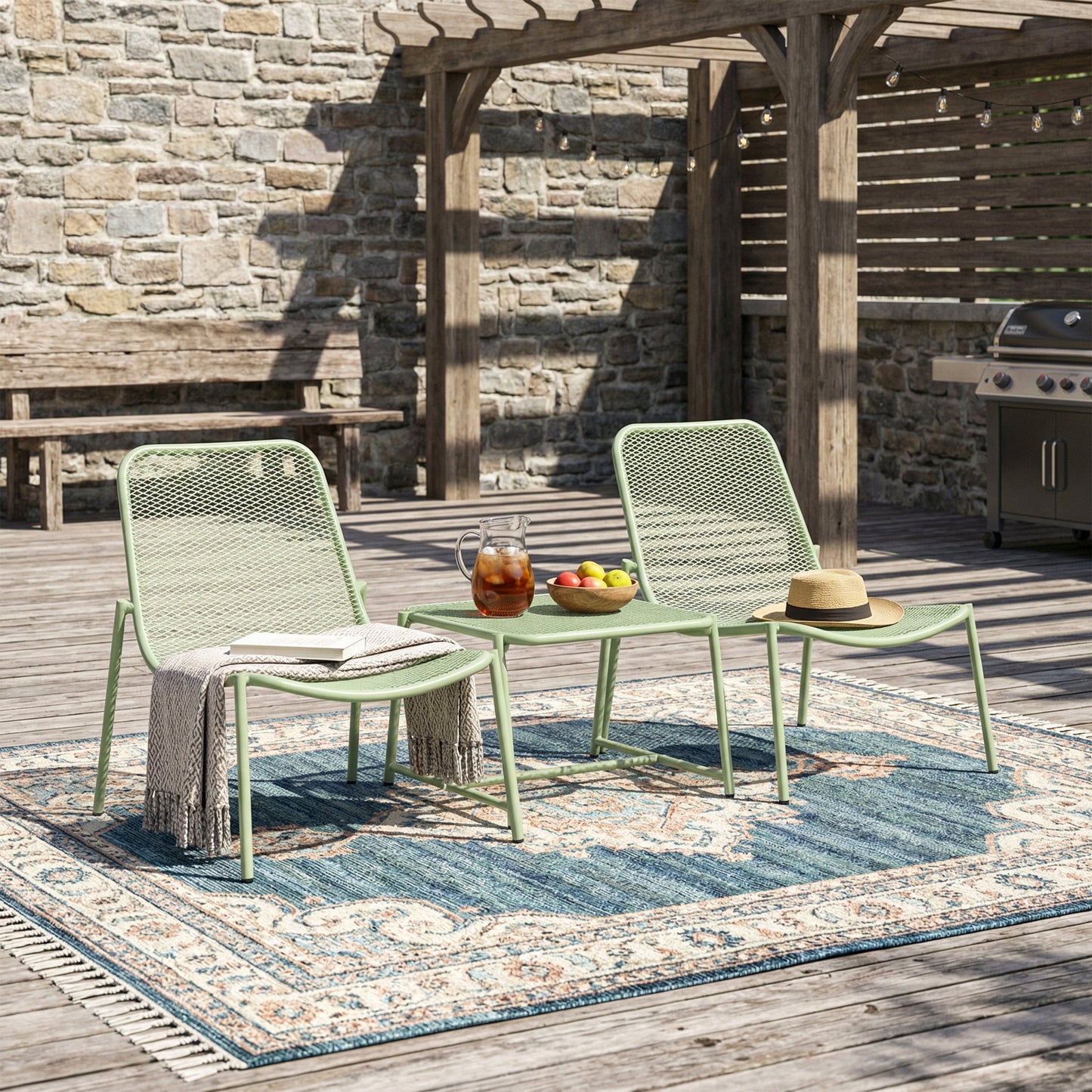 Kincaid 3-Piece Outdoor Conversation Set with Iron