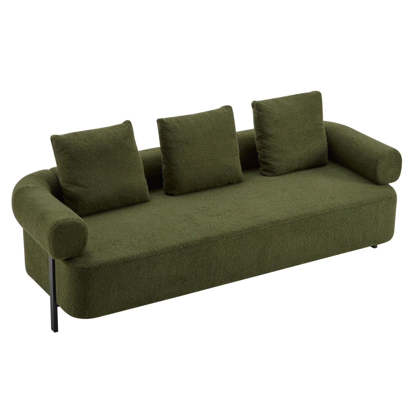 78-inch Modern 3-Seater Sofa in olive textured fabric with slim black legs on Tampa Home & Garden Store