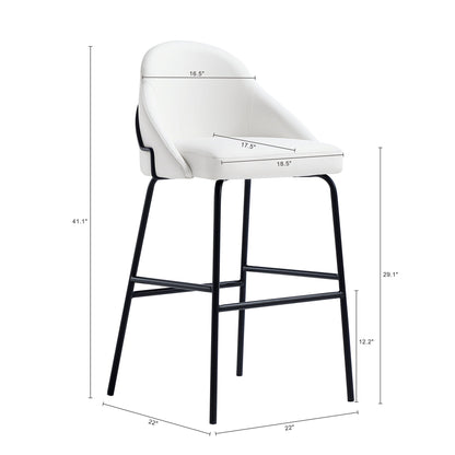 Gracie Upholstered Barstool by HouseOfZazla, white seat with black metal legs, bar-height on Tampa Home & Garden Store