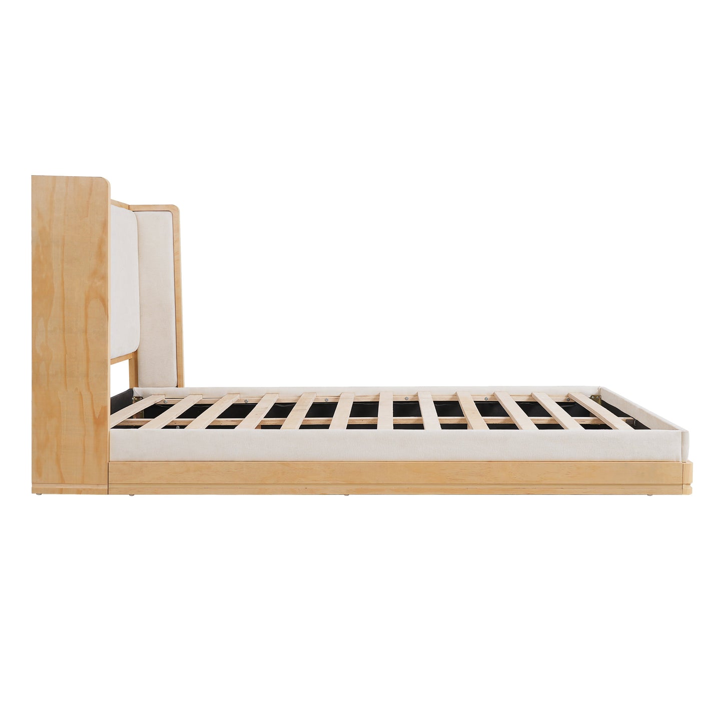 Mid-Century Modern Wood Bed with Waterfall Edge