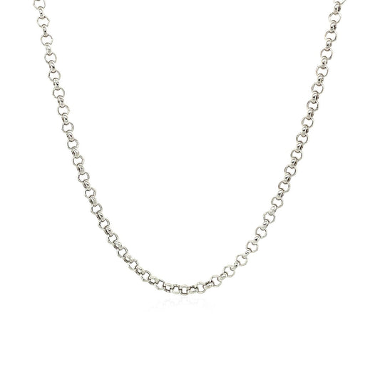 2.3mm 14k white gold rolo chain necklace with polished silver links on Tampa Home & Garden Store