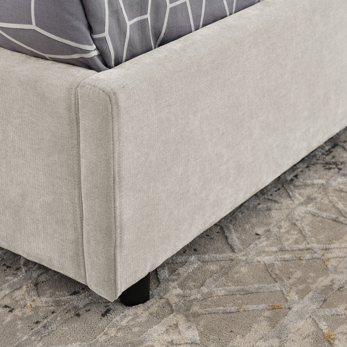 Storage hydraulic platform bed with integrated headboard in beige fabric by HouseOfZazla on Tampa Home & Garden Store