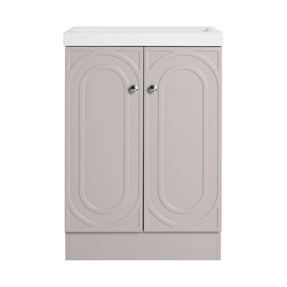 Freestanding Bath Vanity With Resin Sink And Door light gray with chrome knobs HouseOfZazla on Tampa Home & Garden Store