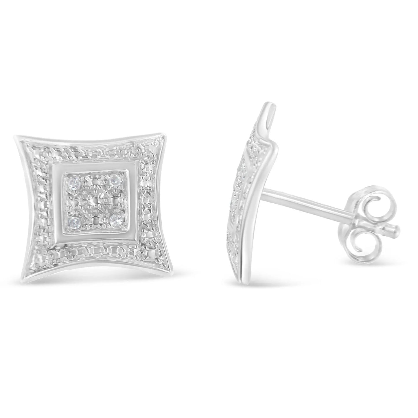Sterling silver four-point star halo stud earrings pair with four diamond accents, Bids.com on Tampa Home & Garden Store