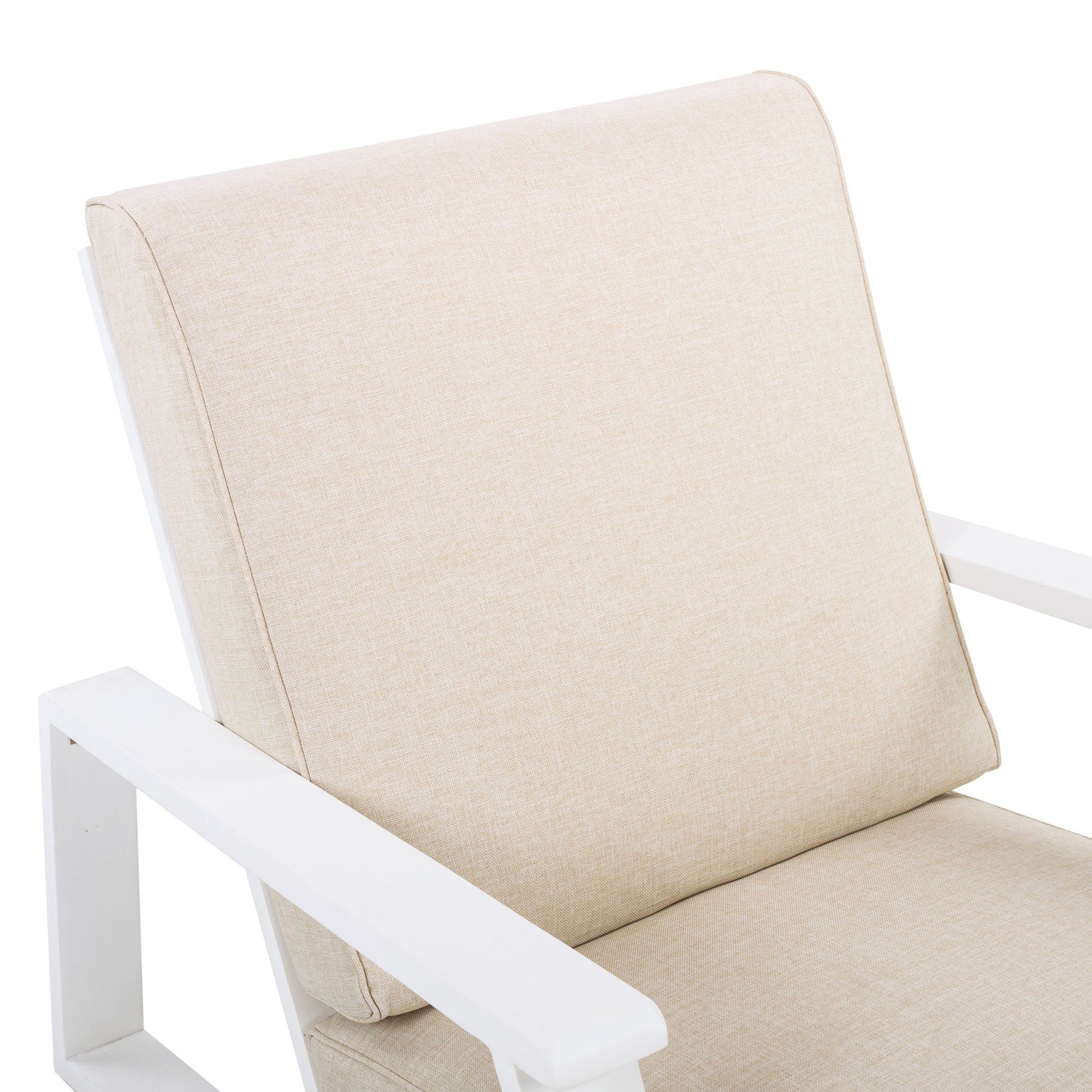 Outdoor Patio Lounge Chair Set of 2 with beige fabric cushions and white frame on Tampa Home & Garden Store