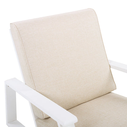 Outdoor Patio Lounge Chair Set of 2 with beige fabric cushions and white frame on Tampa Home & Garden Store