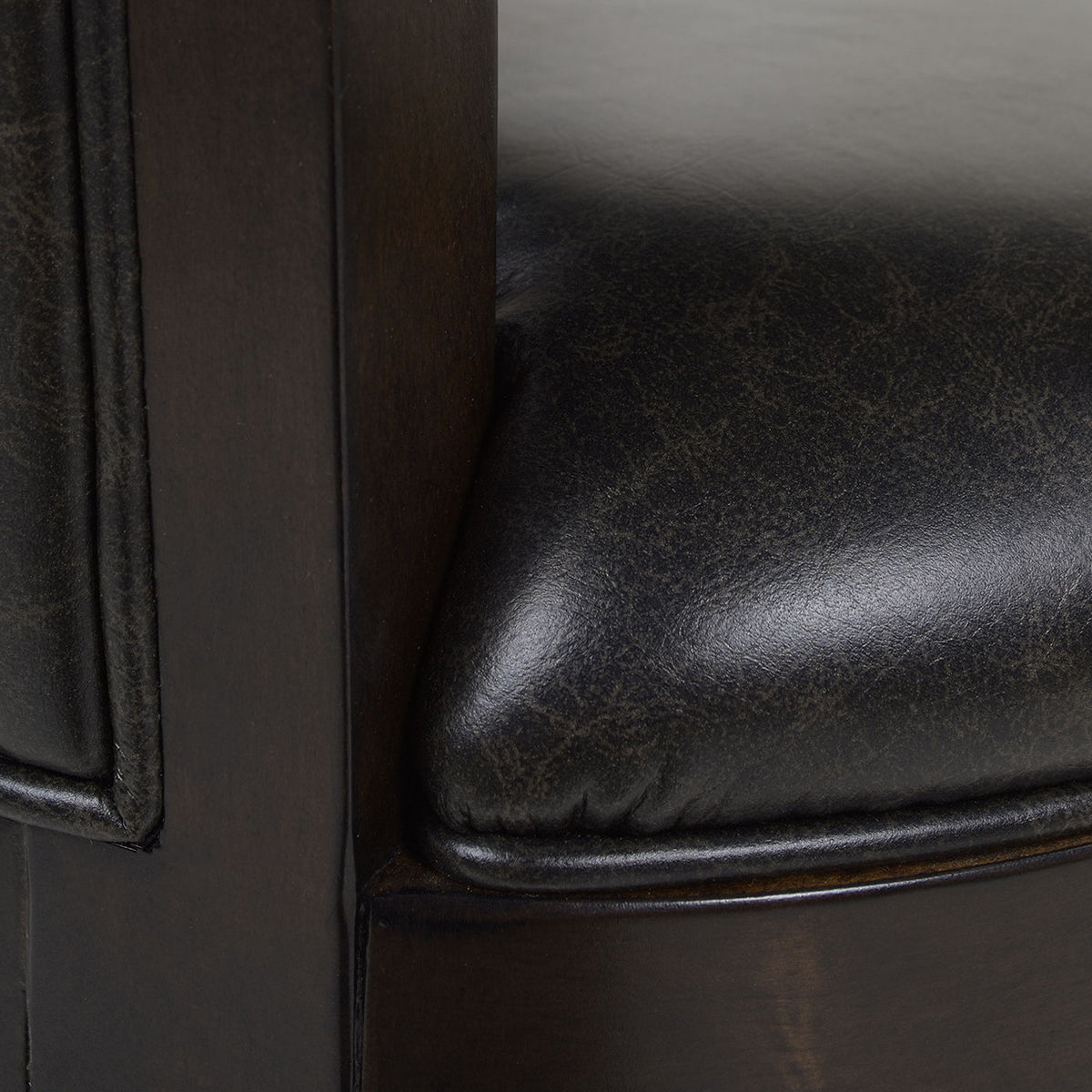 Swivel counter height bar stool with high back, solid hardwood frame, black leather seat on Tampa Home & Garden Store