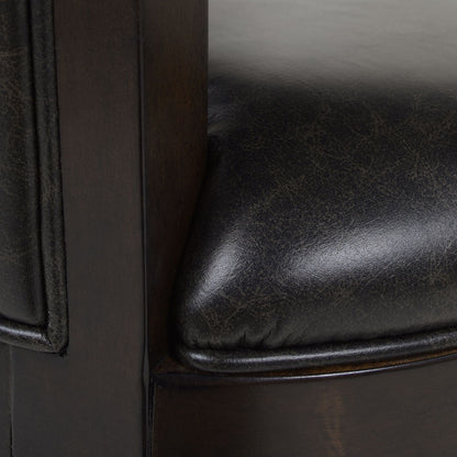 Swivel counter height bar stool with high back, solid hardwood frame, black leather seat on Tampa Home & Garden Store