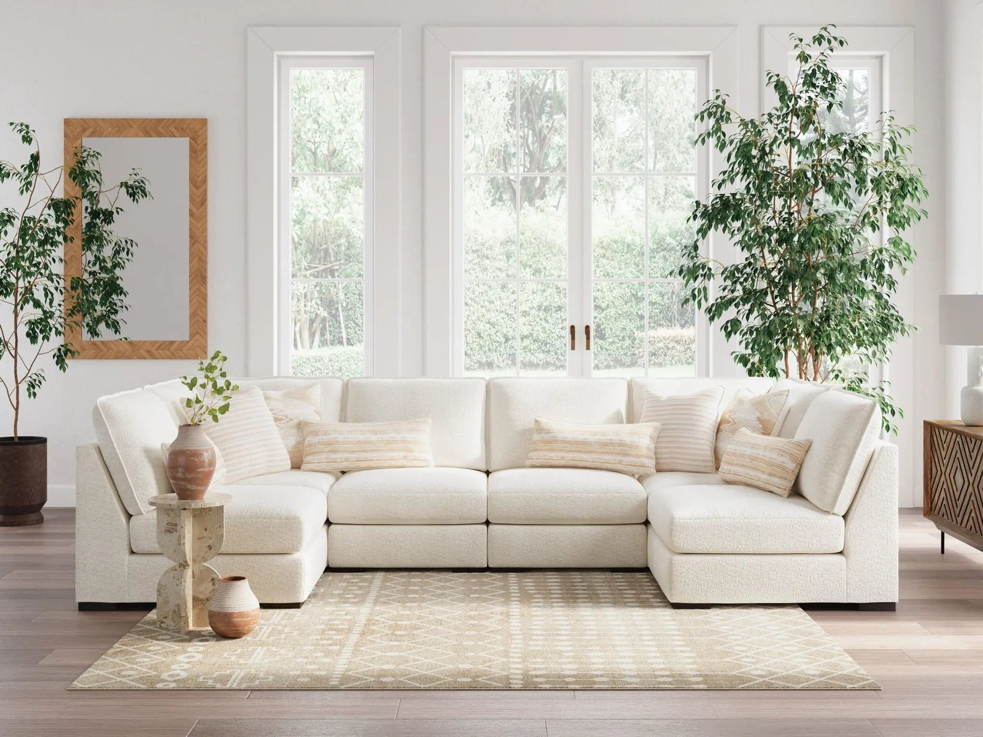 Donelson Creek Sectional by Unique Piece Furniture stationary cream upholstery cushions on Tampa Home & Garden Store