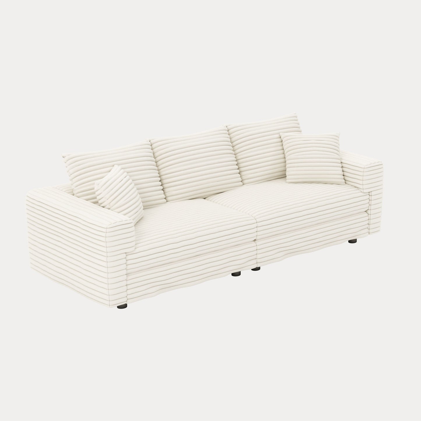 4-seat modern comfy upholstered sofa Cloud Couch by HouseOfZazla in cream ribbed fabric on Tampa Home & Garden Store