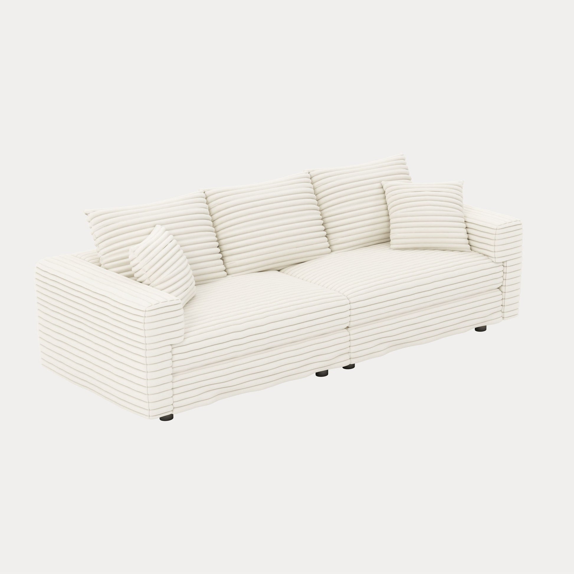 4-seat modern comfy upholstered sofa Cloud Couch by HouseOfZazla in cream ribbed fabric on Tampa Home & Garden Store