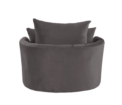 Dark gray velvet swivel accent chair with plush back cushions on Tampa Home & Garden Store