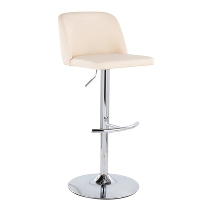 Toriano adjustable barstool set of 2 beige upholstery swivel chrome pedestal base on Tampa Home & Garden Store