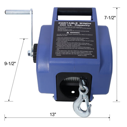 Reversible electric 12V trailer winch in blue with galvanized wire rope on Tampa Home & Garden Store