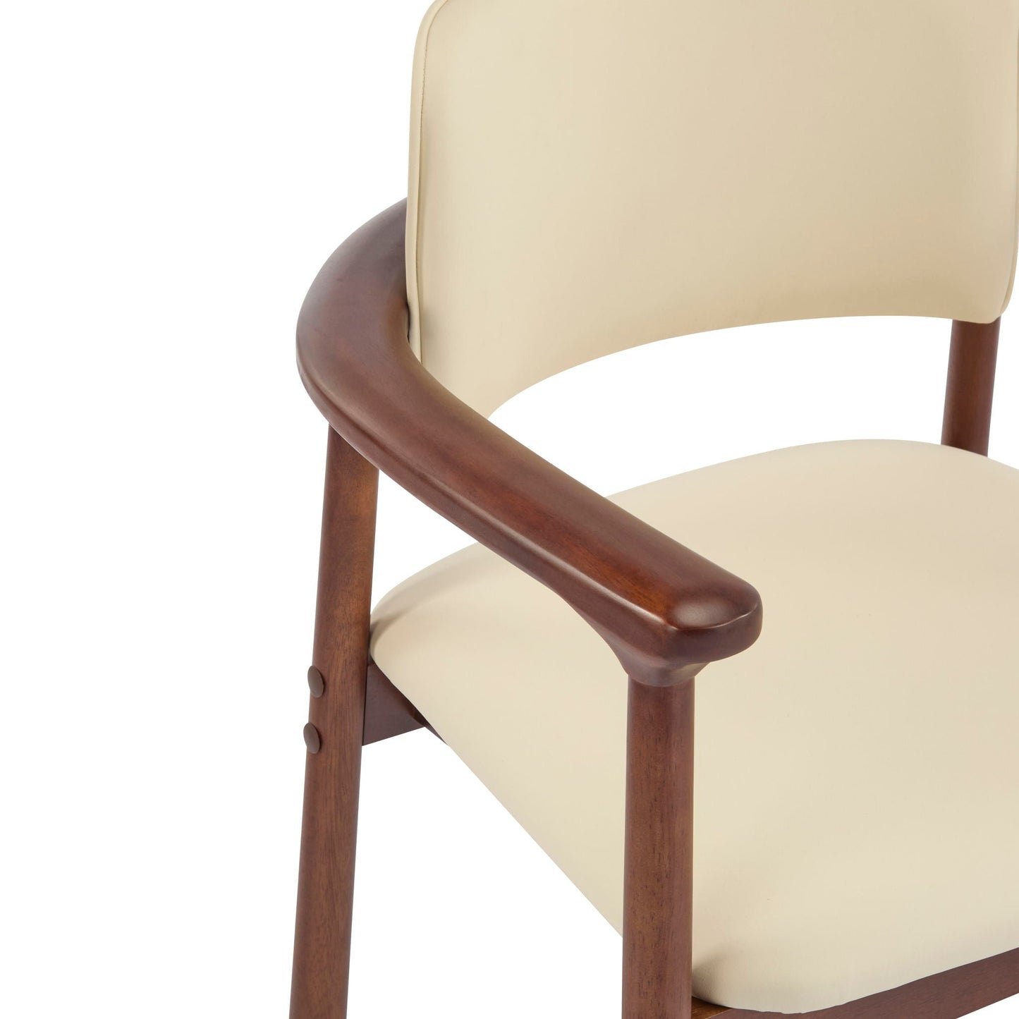 Beige Dining Room Chairs and Dark Walnut Frame