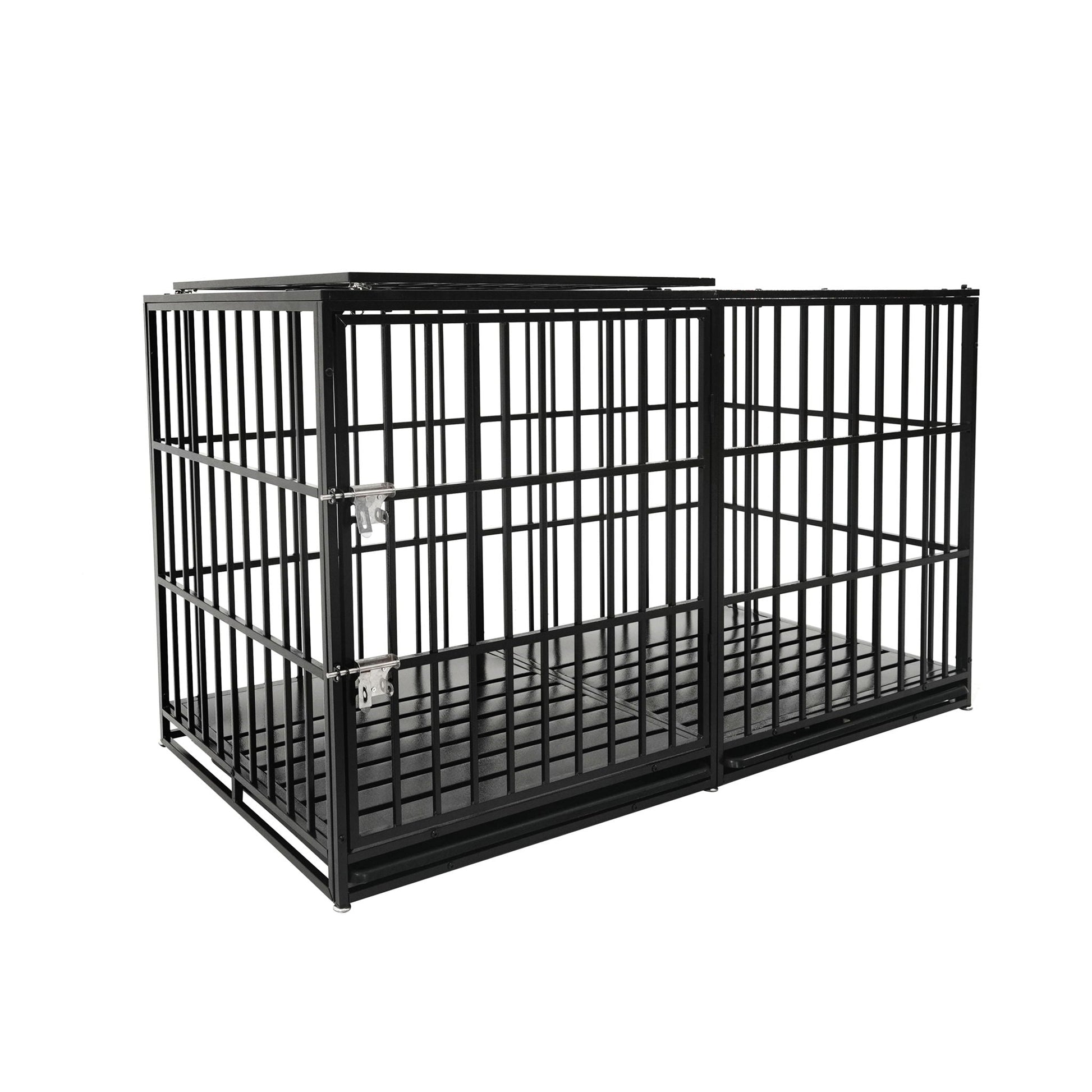 Extra Large Heavy Duty Dog Crate black metal with removable pans and secure latch on Tampa Home & Garden Store