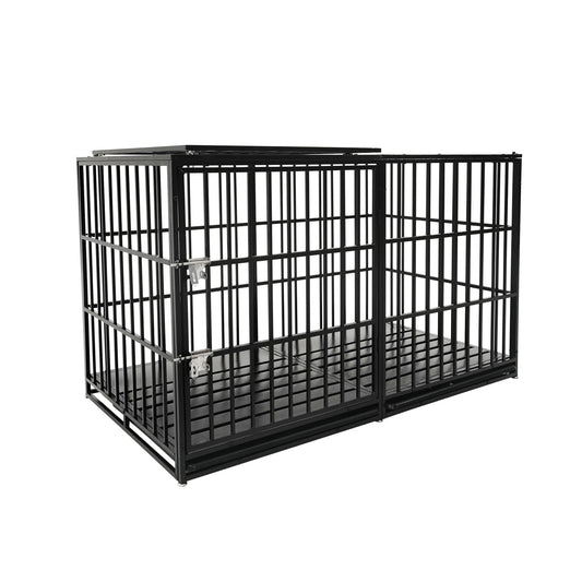 Extra Large Heavy Duty Dog Crate black metal with removable pans and secure latch on Tampa Home & Garden Store