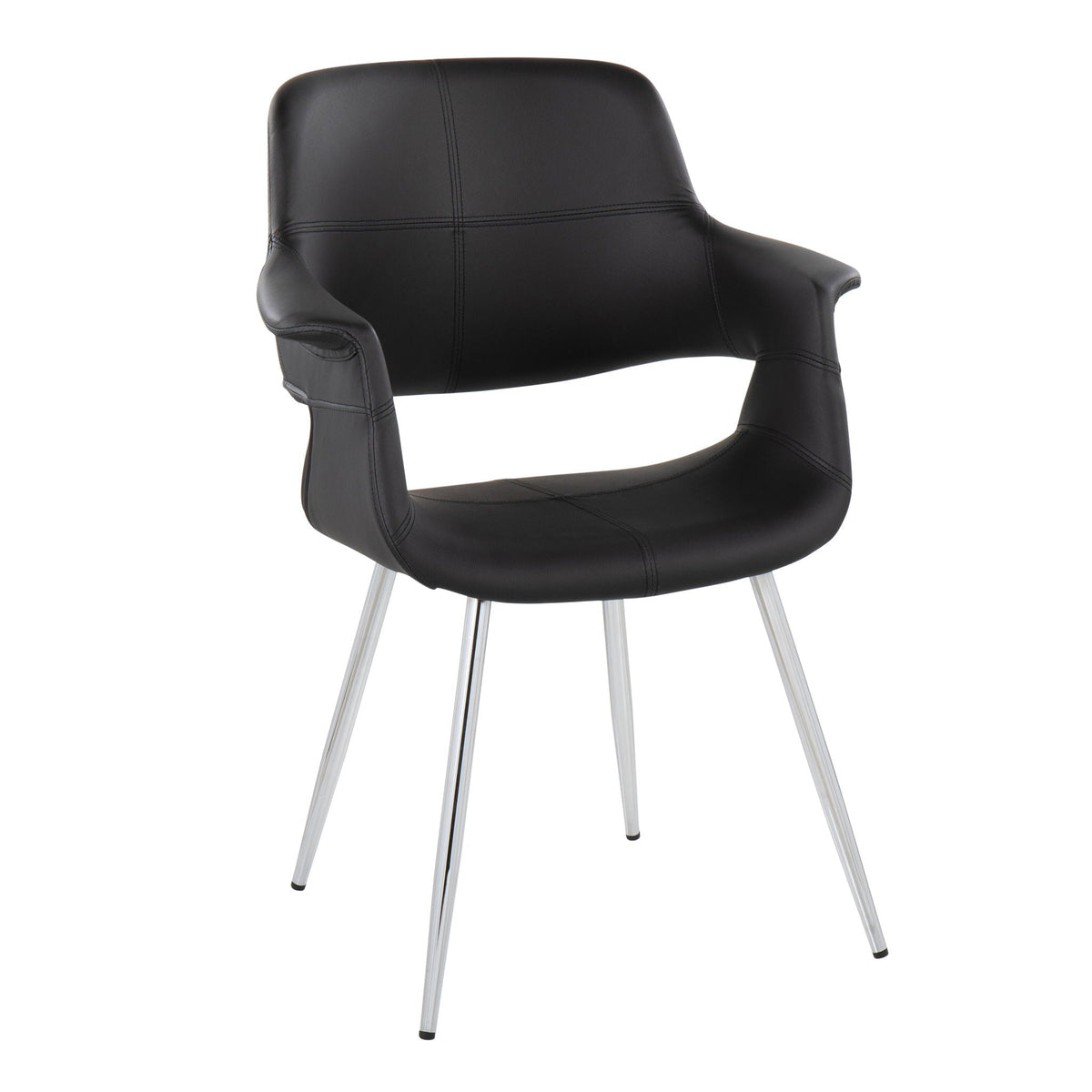 Retro Chic Art Deco Chair Set with Chrome Frame black leather chair on Tampa Home & Garden Store