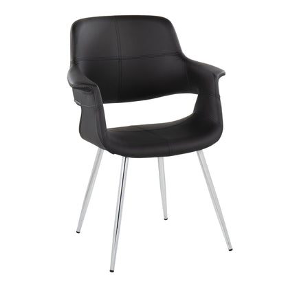 Retro Chic Art Deco Chair Set with Chrome Frame black leather chair on Tampa Home & Garden Store