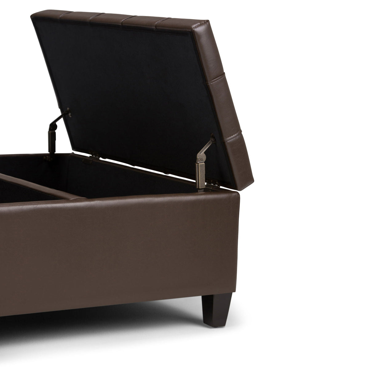 Harrison Tufted Lift Top Storage Ottoman brown leather with interior storage HouseOfZazla on Tampa Home & Garden Store