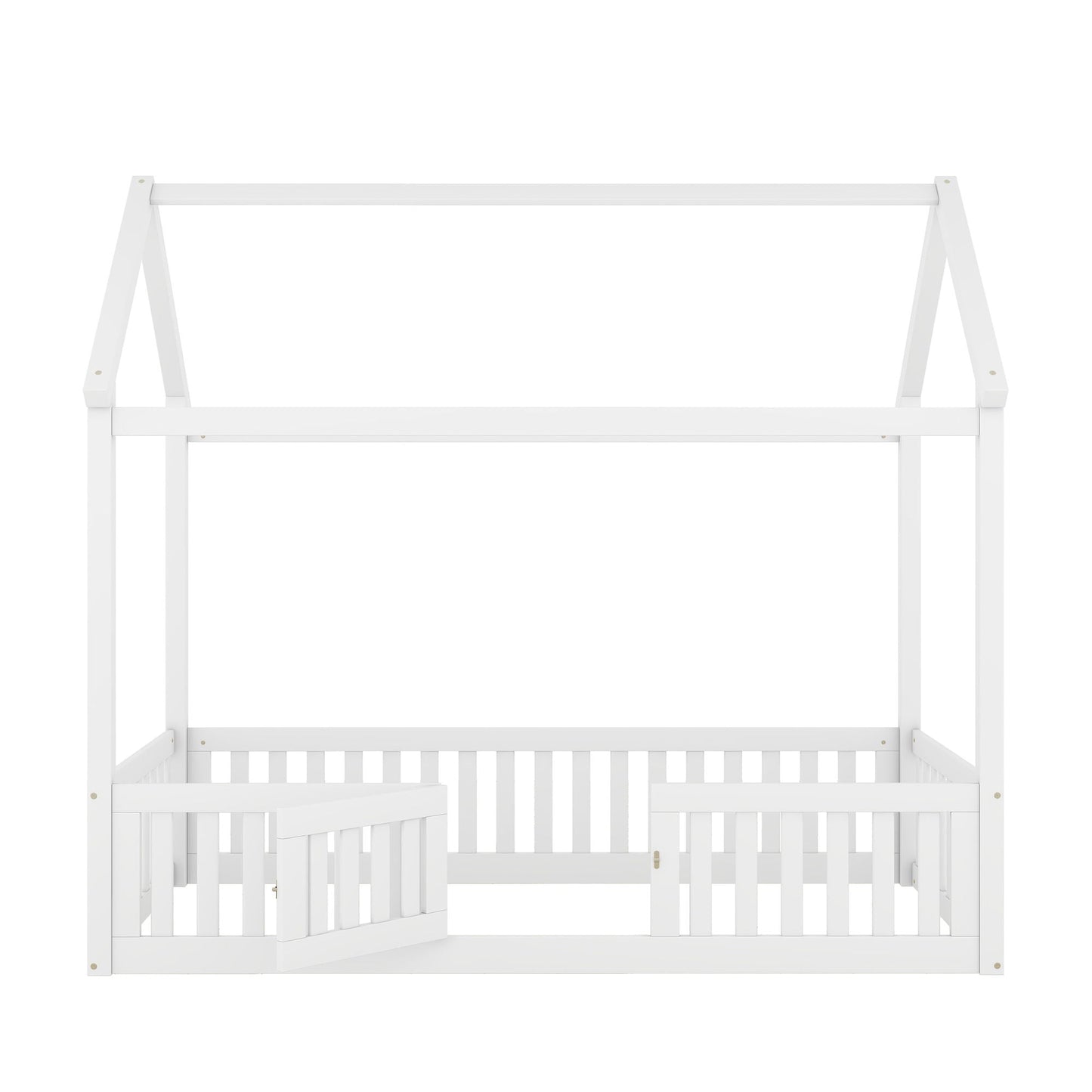Wood House Bed with Fence and Door Sky Roof