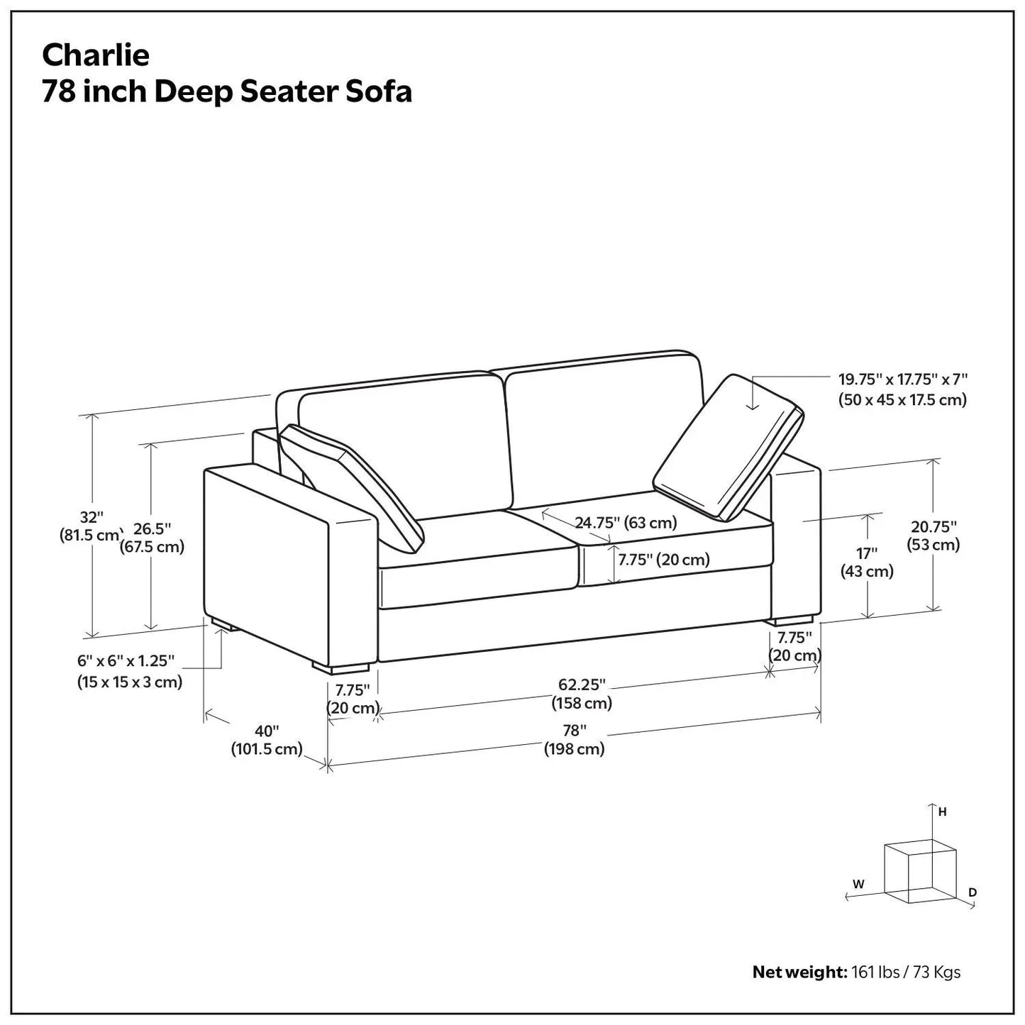Charlie Deep Seater Sofa With Plush Seats