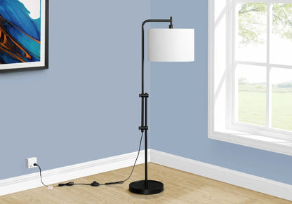 Metal Arc Floor Lamp with Fabric Drum Shade