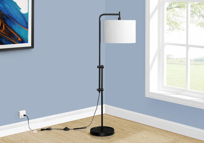 Lighting Metal Floor Lamp by HouseOfZazla with black metal stem and white drum shade on Tampa Home & Garden Store
