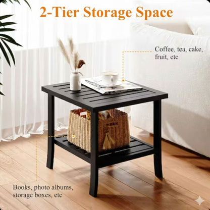 Square 2 Tier Rust Resistant Outdoor Side Table