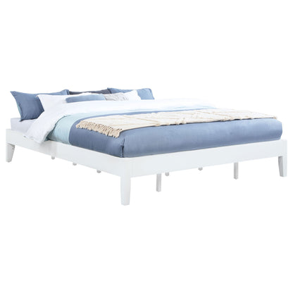Hounslow platform bed with white frame and blue bedding set on Tampa Home & Garden Store