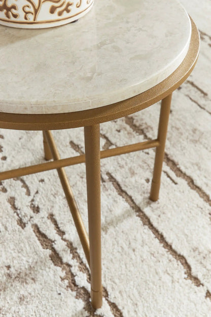 Alben Round Table with Marble Top in Goldtone
