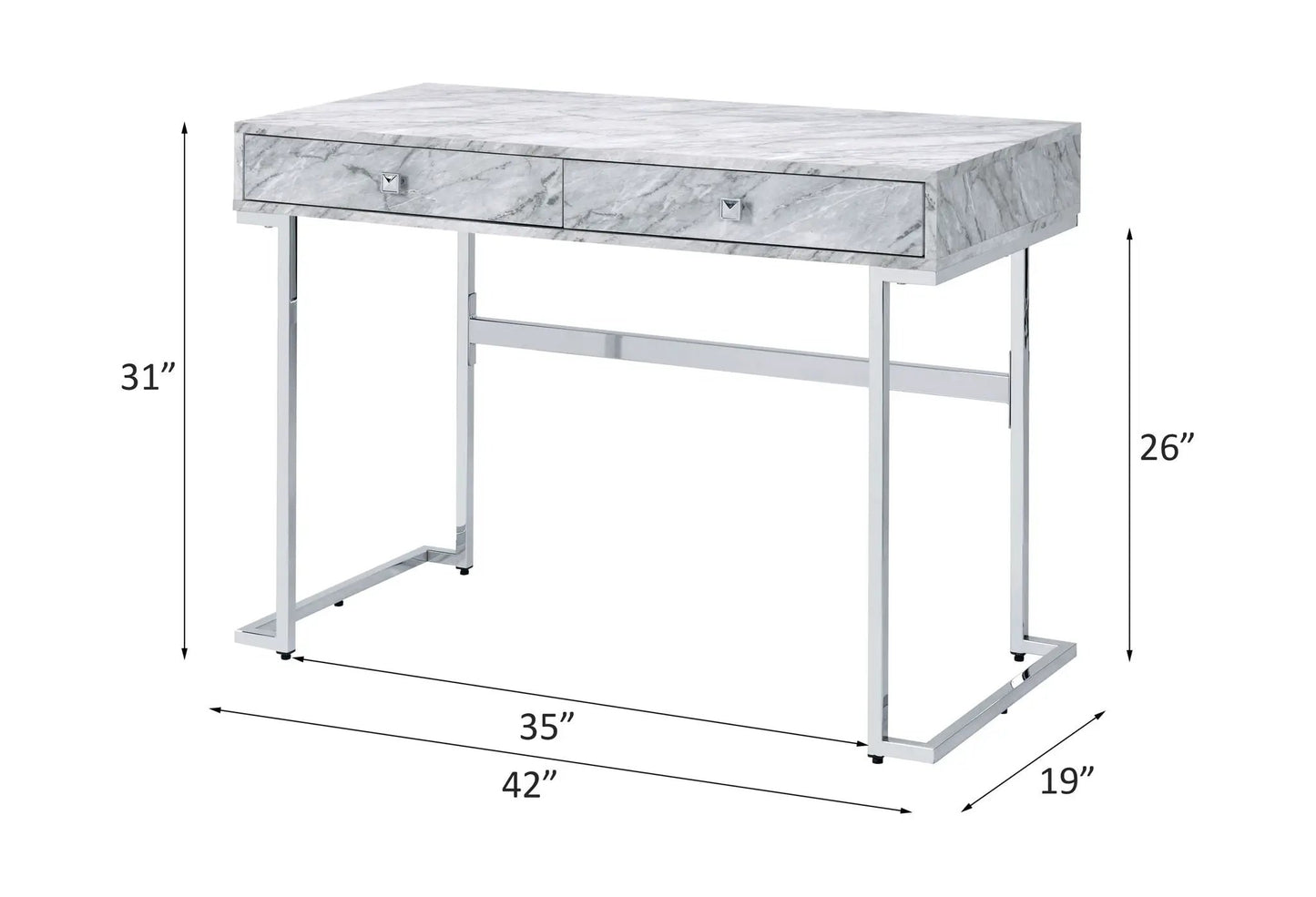 Tigress Faux Marble Top Writing Desk White