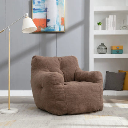 Soft Teddy Fabric Bean Bag Chair With Tufted Foam