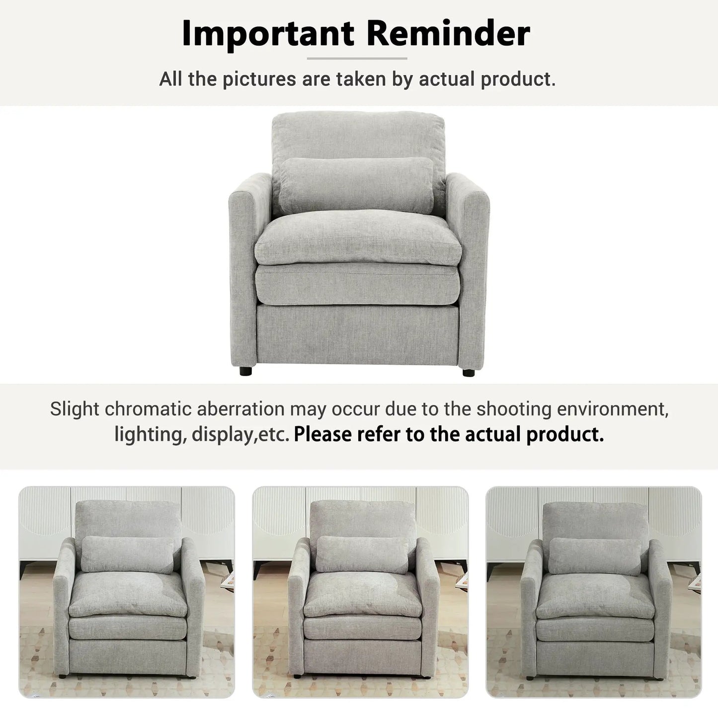 Cozy Upholstered Cushion Armchair for Living Room