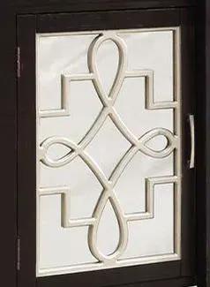 Kacia Console Cabinet dark wood with glass door and cream grille Unique Piece Furniture on Tampa Home & Garden Store