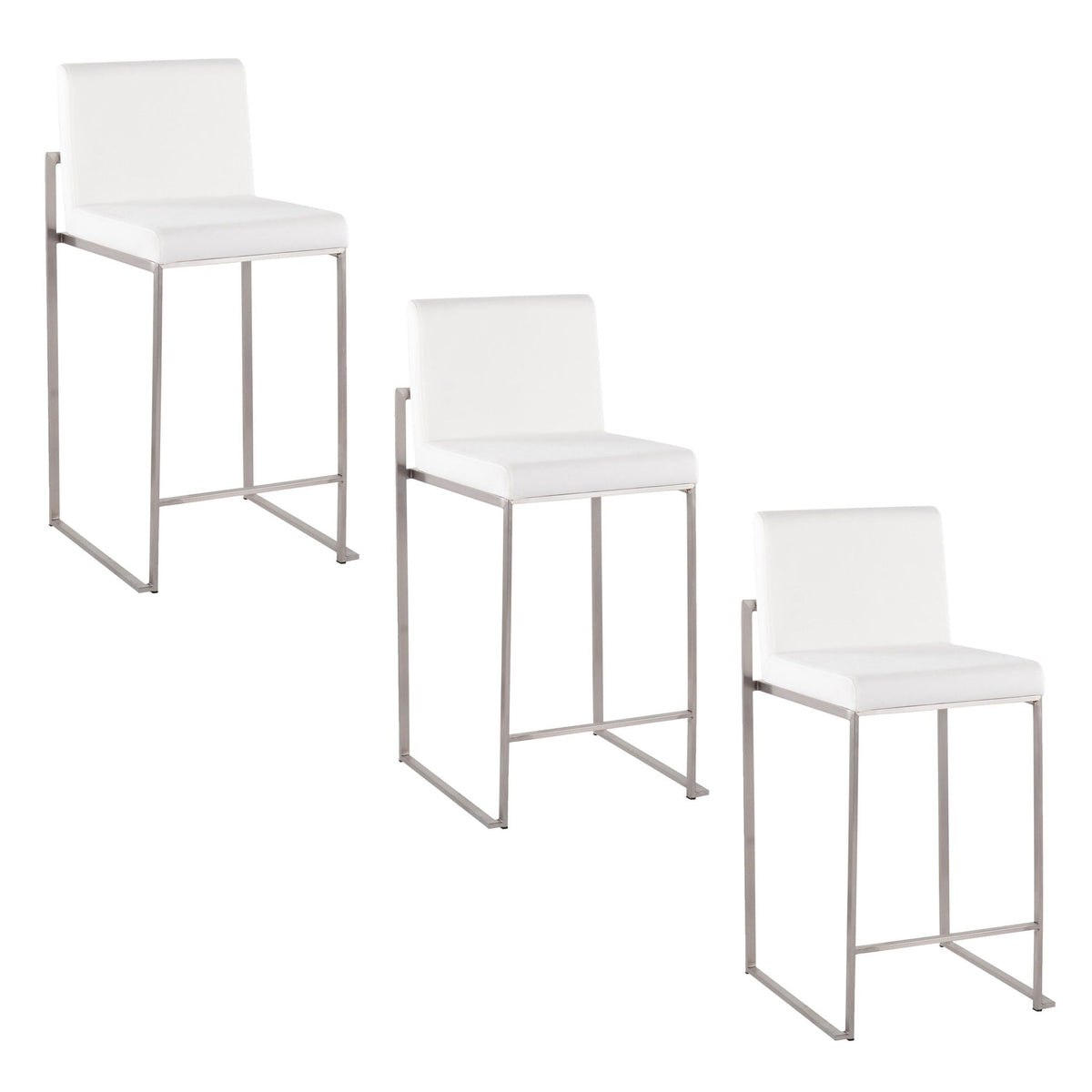 Contemporary counter stool with padded white seat and metal frame set of 3 HouseOfZazla on Tampa Home & Garden Store