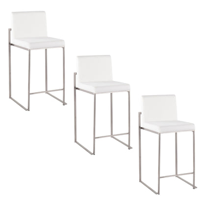 Contemporary counter stool with padded white seat and metal frame set of 3 HouseOfZazla on Tampa Home & Garden Store