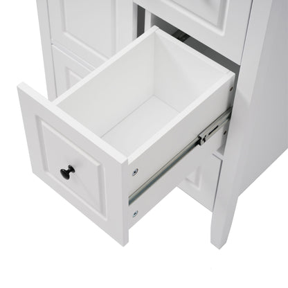 Retro bathroom vanity by HouseOfZazla, white finish, ceramic sink, soft-close drawers on Tampa Home & Garden Store