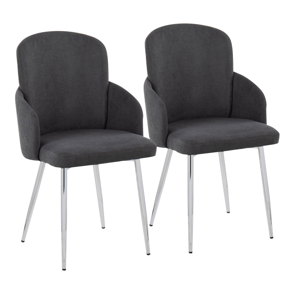 Contemporary dining chair set of 2 by HouseOfZazla with upholstered gray seats and chrome legs on Tampa Home & Garden Store