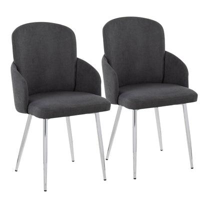 Contemporary dining chair set of 2 by HouseOfZazla with upholstered gray seats and chrome legs on Tampa Home & Garden Store