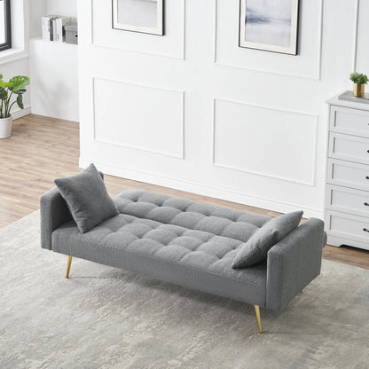 Grey teddy fleece sofa bed futon with tufted cushions and luxury pillows Unique Piece Furniture on Tampa Home & Garden Store
