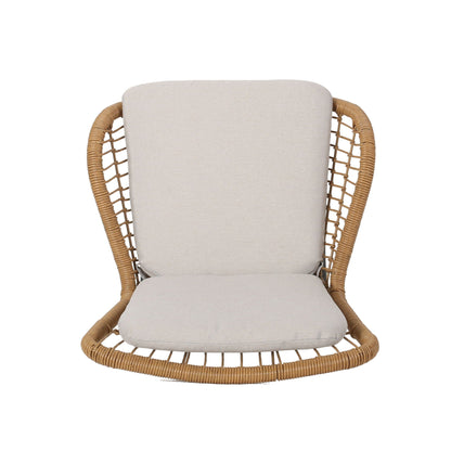 Outdoor Wicker Club Chair With Cushions (Set of 2) beige cushions, rattan frame HouseOfZazla on Tampa Home & Garden Store