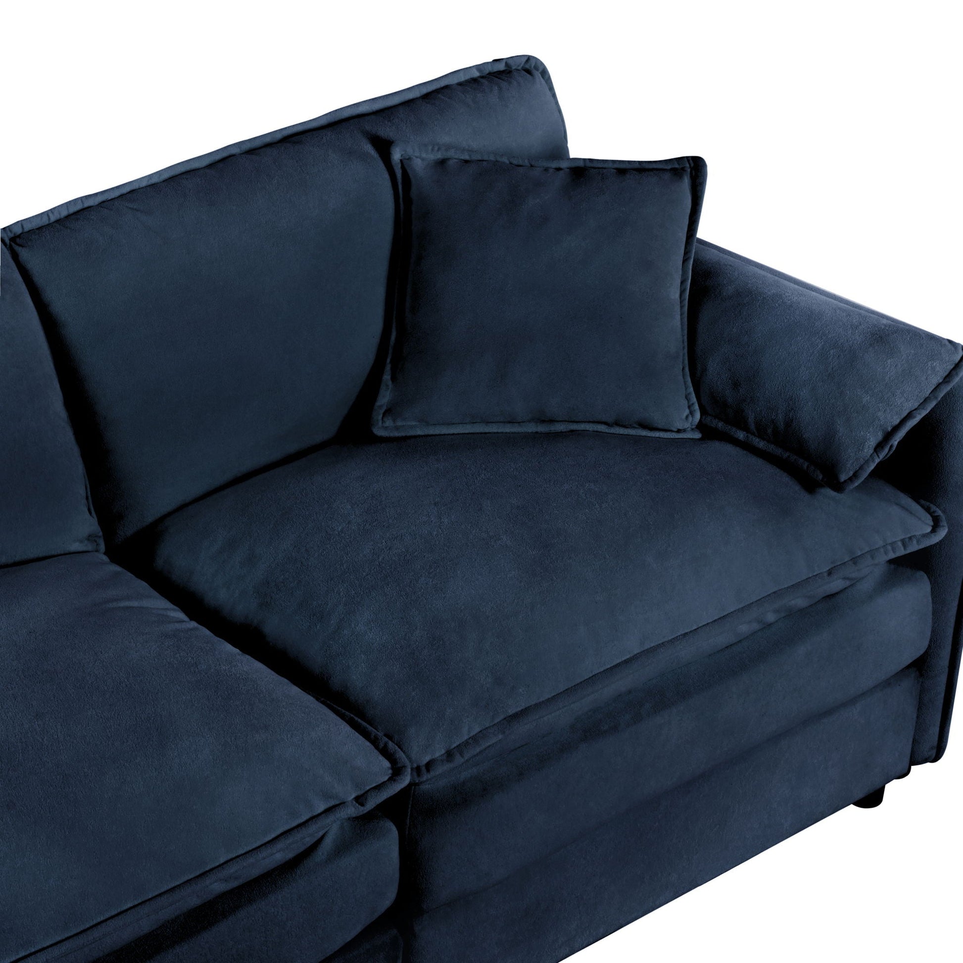 HouseOfZazla Modern Comfy Deep Seat Modular Sectional Sofa Cloud Couch With Ottoman navy velvet on Tampa Home & Garden Store