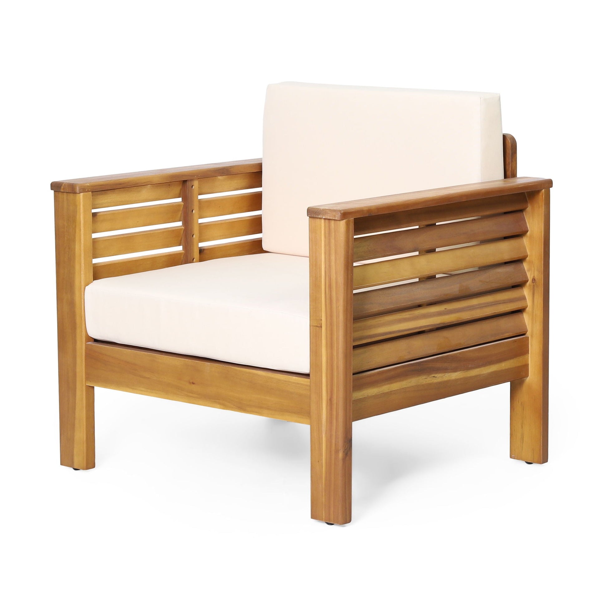 Slat Design Club Chairs With Cushions outdoor arm chairs by HouseOfZazla cream cushions on Tampa Home & Garden Store