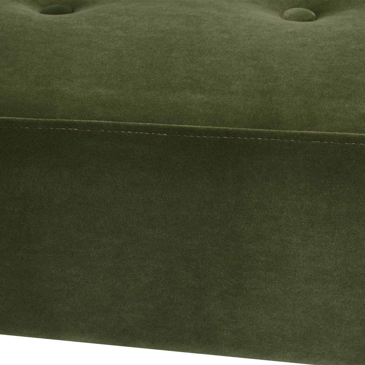 Jared Versatile Roll Arm Tufted Bench Settee upholstery velvet in olive green with seam on Tampa Home & Garden Store
