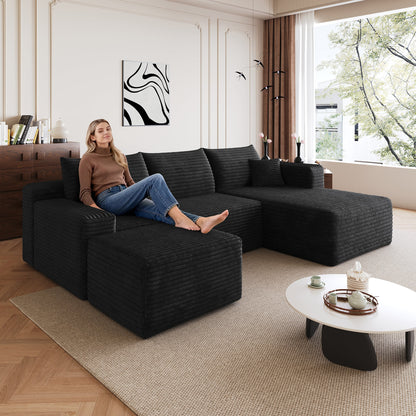 Modern Cloud Sectional Sofa and Ottoman Set